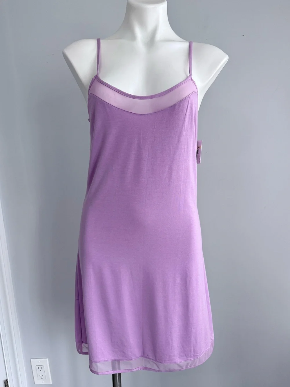 Calvin Klein Invisibles Mesh Chemise Nightgown Lilac Purple Dusk Sleepwear M NWT - Picture 3 of 15